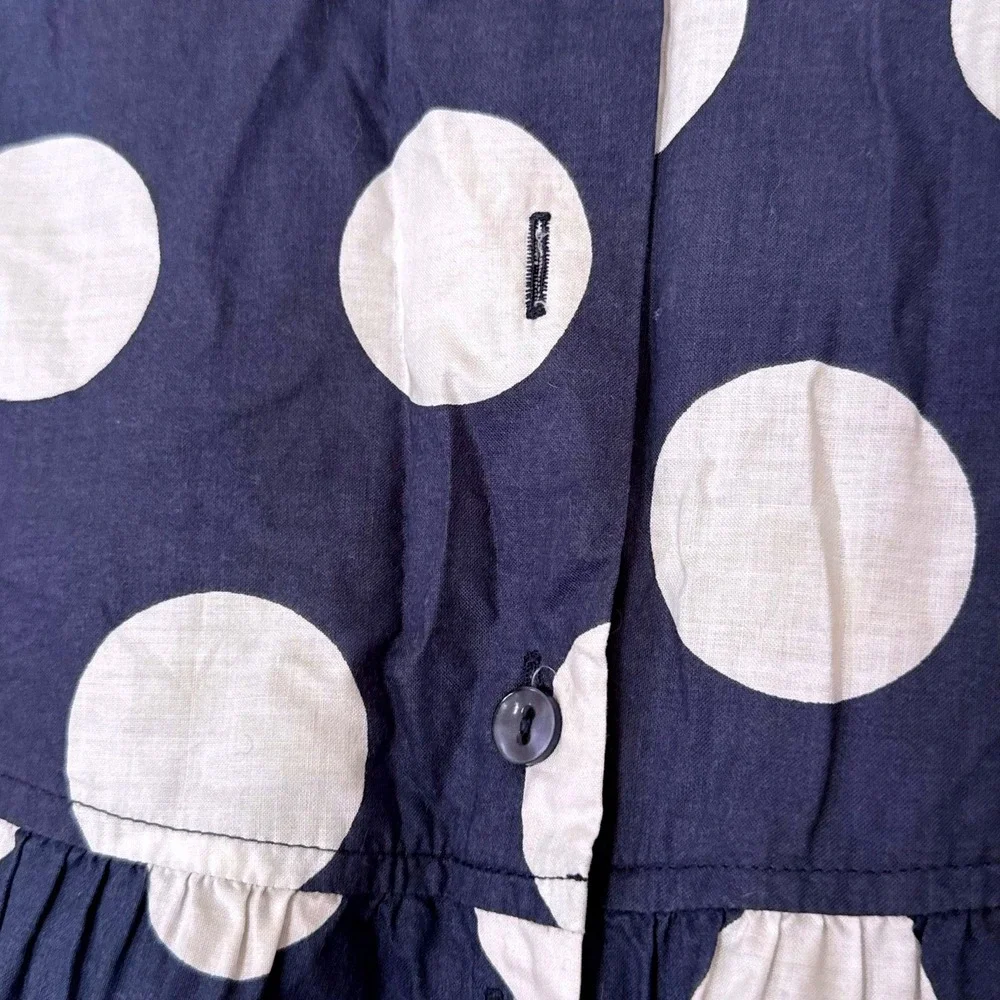 Vintage‎ Laura Ashley Mother Child Navy White Polka Dot Jumpsuit girls 9 Years